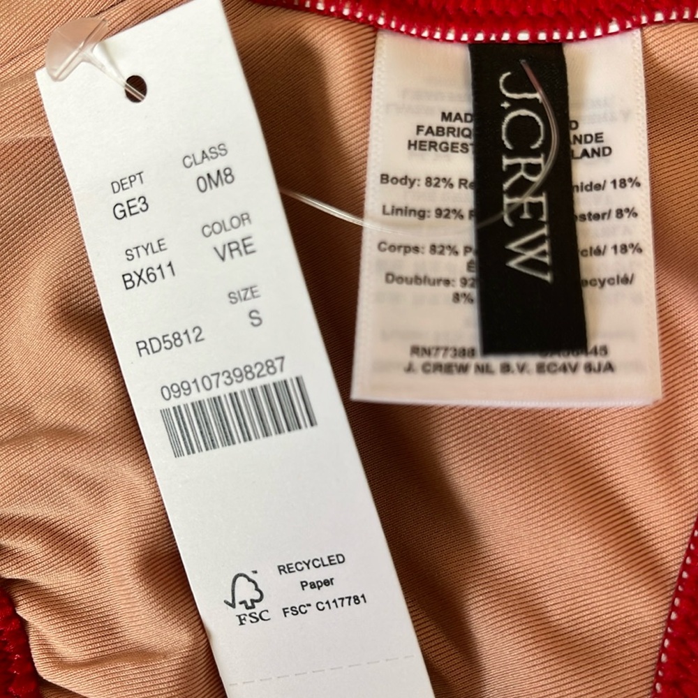 J. Crew Red Square Neck Classic Casual Sporty Athletic Bikini Swimsuit Top - Picture 5 of 6